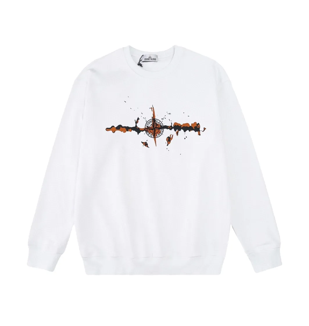 W803#P160💰 Stone Island Rusty Compass logo printed round neck long-sleeved sweatshirt! Versatile base round neck sweatshirt for couples! Simple armband design, customized 1*1 thread (fine texture), 380g double-strand large terry fabric, very good quality, foreign trade craftsmanship, respect the original version! The threads at the cuffs and hem are all original bartacks! The time-consuming and material consumption distinguishes the ordinary version on the market! Tops worn by celebrities from all walks of life on INS, can be matched with couple styles!  Color: Black White Size: M-XXL